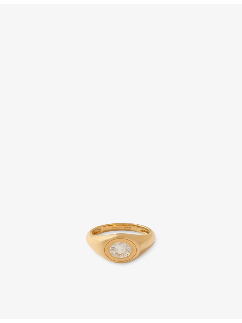 La Maison Couture Skydiamond Crescent signet ring 18ct gold 0.1ct lab-grown diamond (British brand)