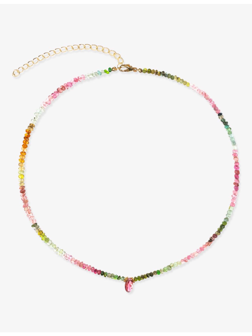 La Maison Couture gold vermeil watermelon tourmaline necklace, imported from the UK