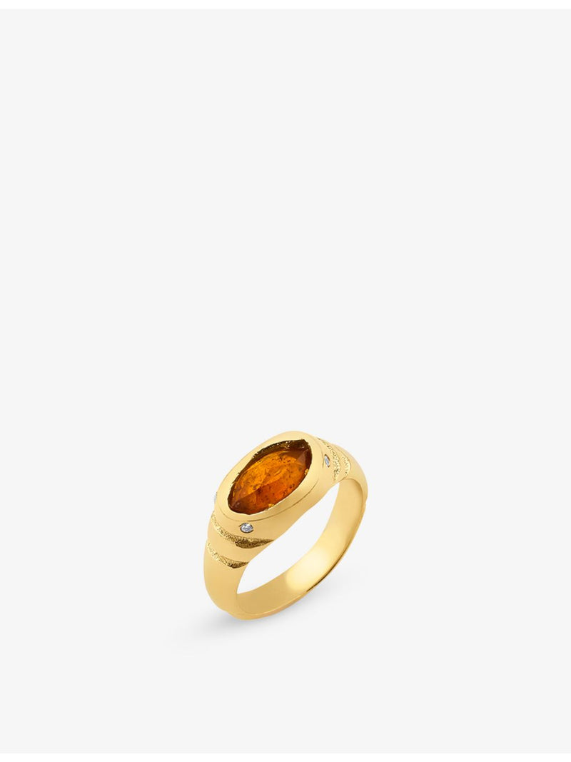 Ece London gold vermeil ring with hassonite and zircon stones - British product