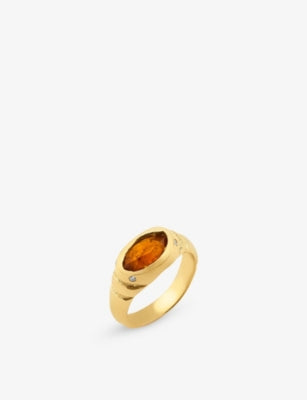 La Maison Couture 22ct Yellow Gold Vermeil, Hassonite and Zircon Ring