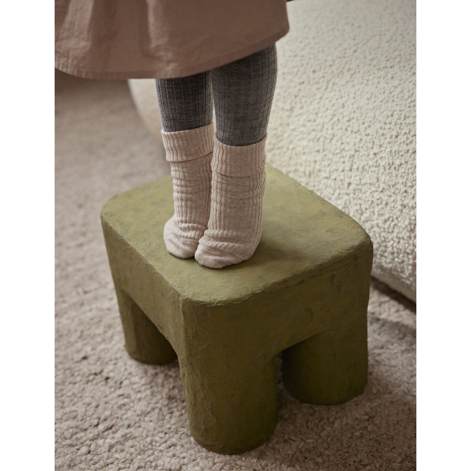 ferm LIVING Podo cotton and cardboard stool 25cm, imported from the UK