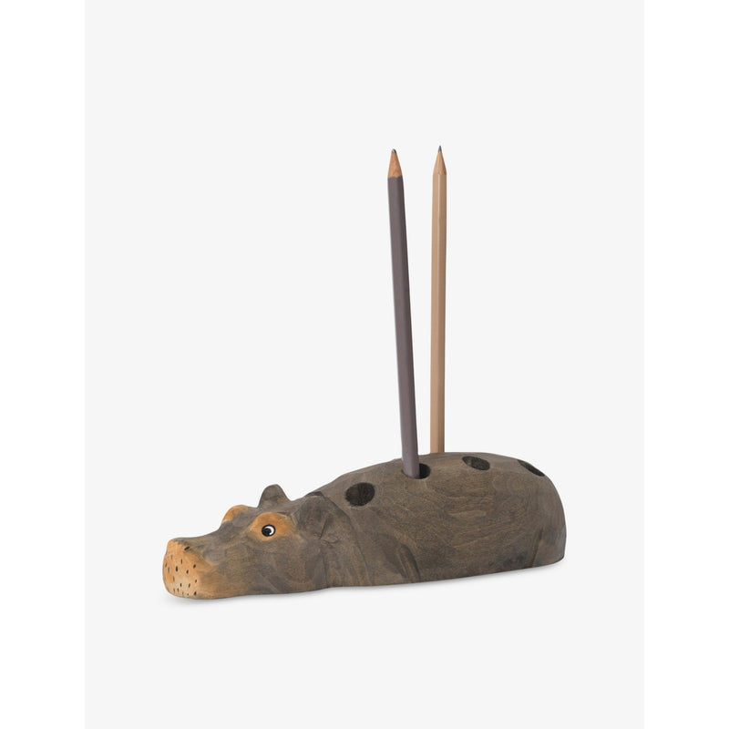 ferm LIVING hippo wood pencil holder 19cm, imported from the UK