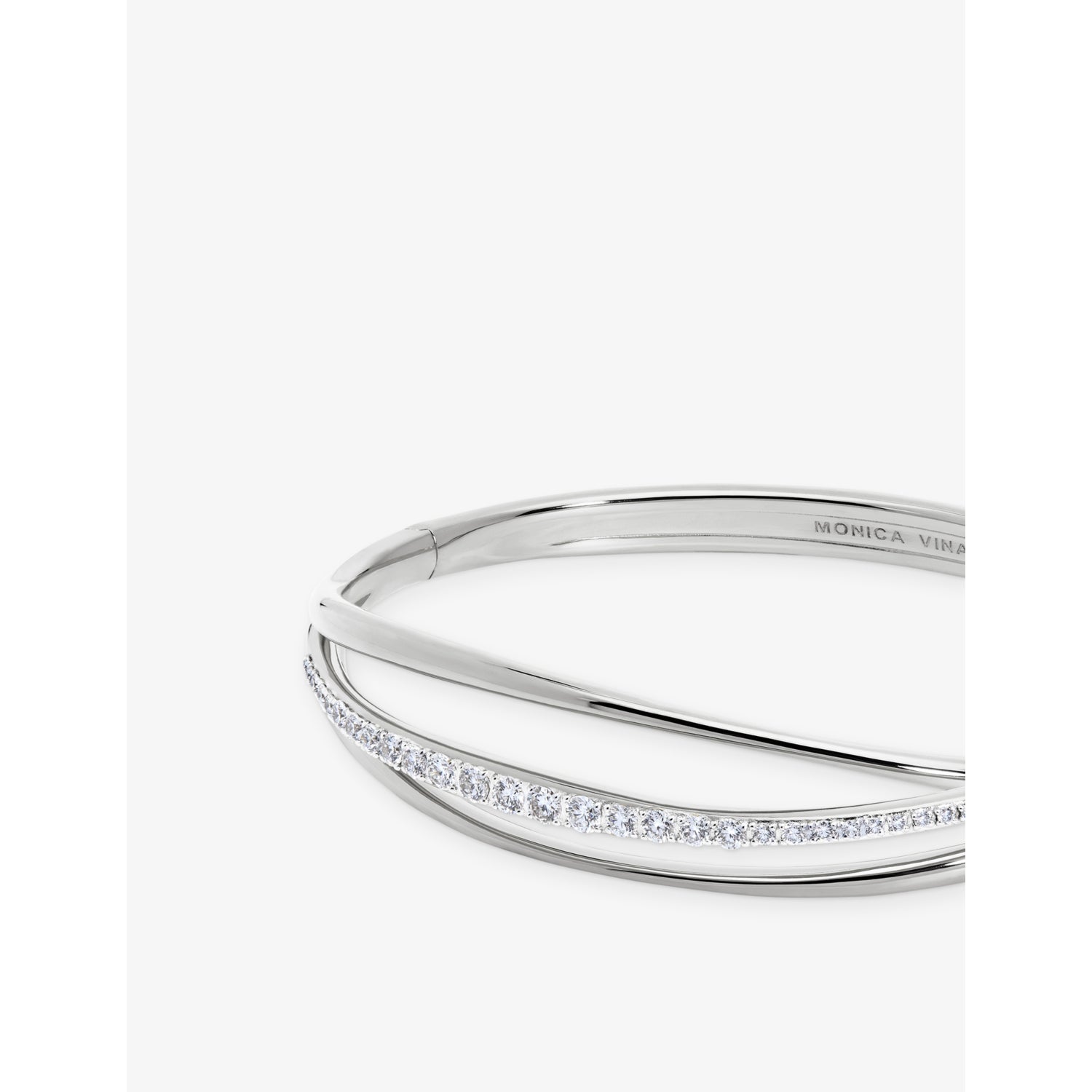 Monica Vinader Nura gold vermeil lab-grown diamond bangle, imported from the UK