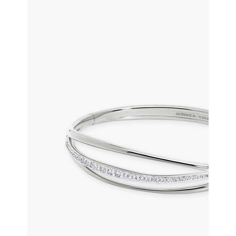 Monica Vinader Nura gold vermeil lab-grown diamond bangle, imported from the UK