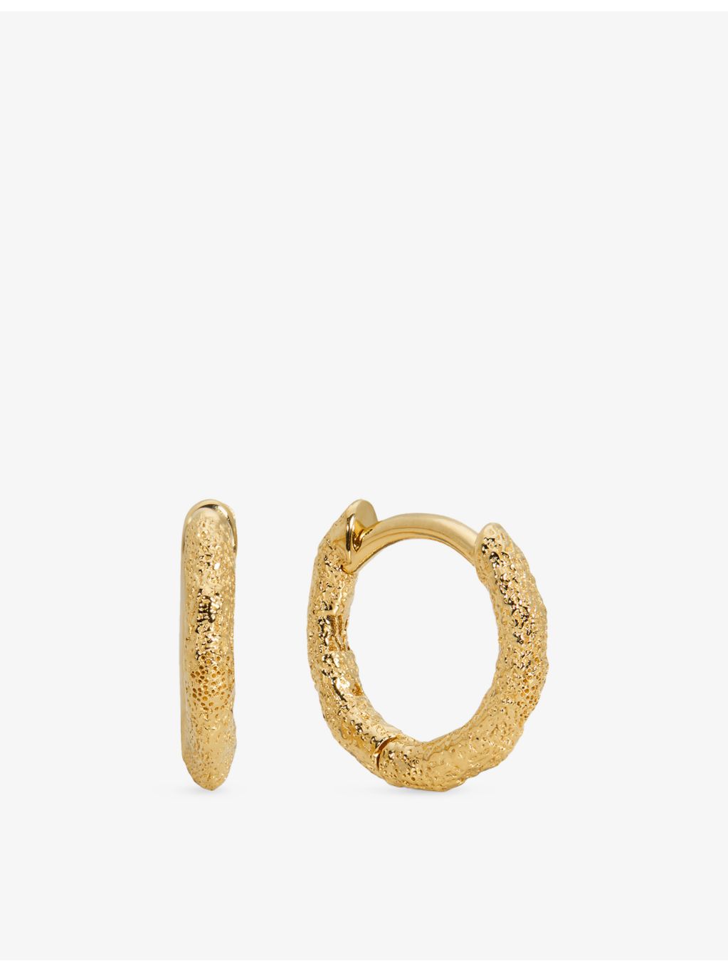 Monica Vinader Antica mini 18ct yellow gold vermeil huggie earrings, UK version