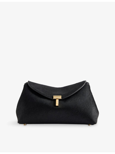 selfridges TOTEME T-Lock Pony Hair Leather Clutch Bag- Buy online at McGrocer