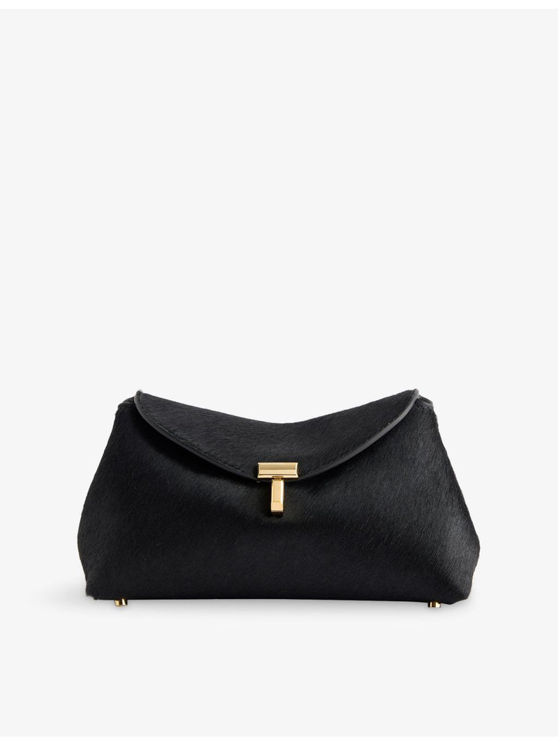 TOTEME T-Lock pony hair leather clutch bag 20.5cm (British brand)