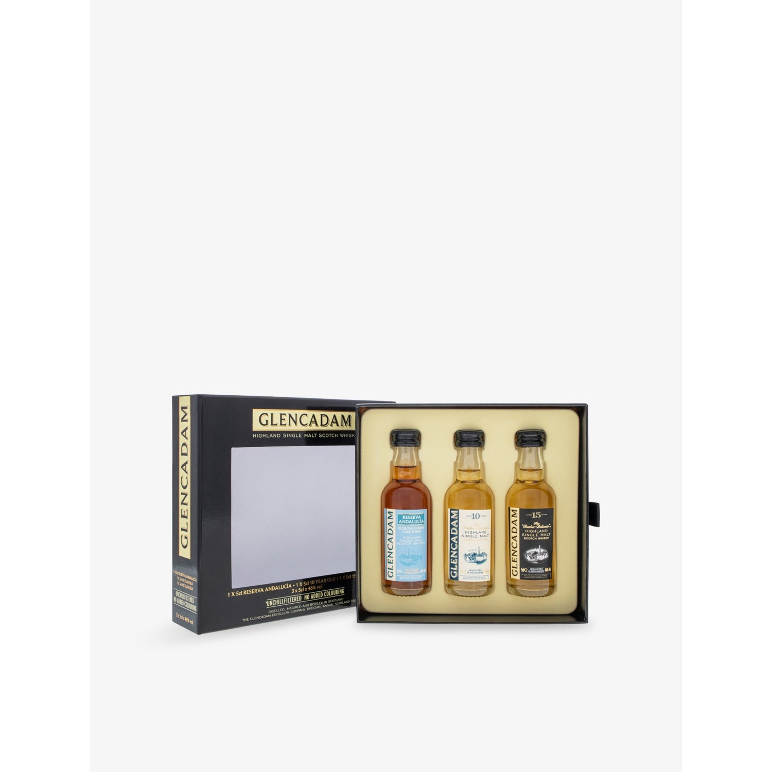 Glencadam whisky set 10 & 15yo 3 x 50ml - British product