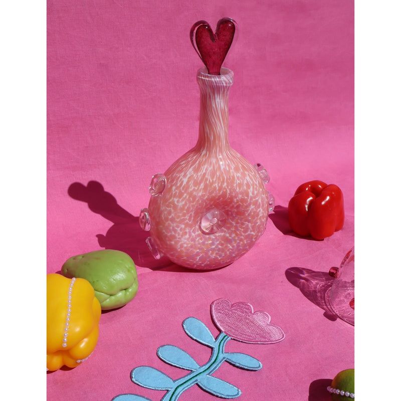 Laetitia Rouget Amour glass carafe with heart topper, imported from the UK