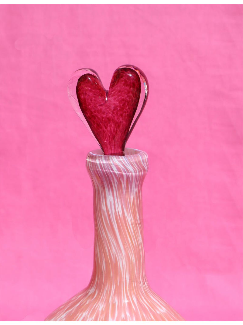 Laetitia Rouget Amour glass carafe with heart topper, imported from the UK