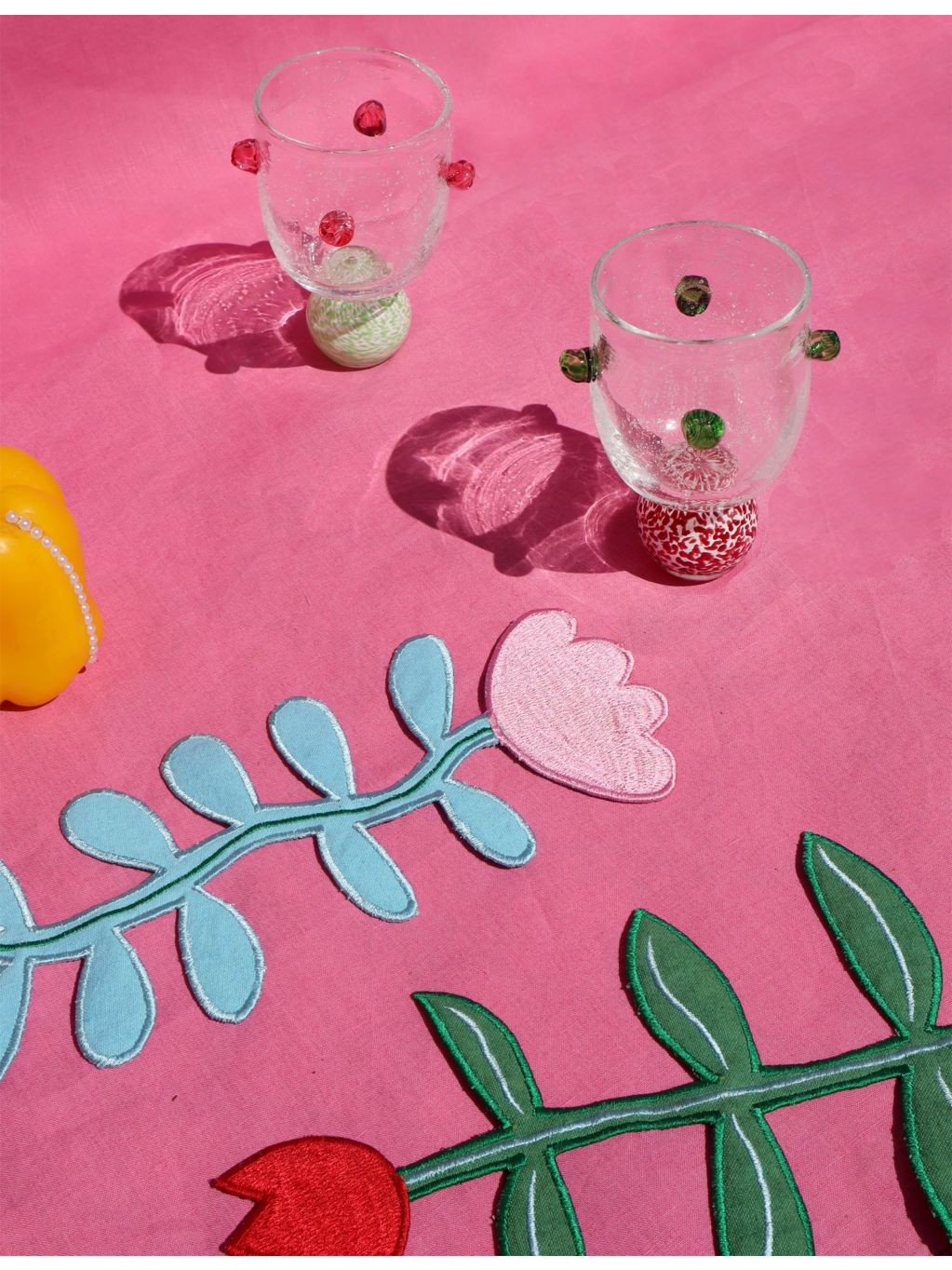 Laetitia Rouget Dotty Orchid glass tumbler 13cm, imported from the UK