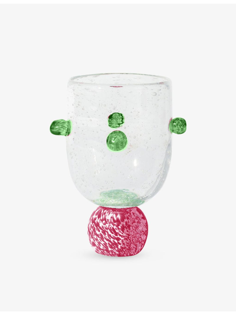 Laetitia Rouget Dotty Orchid glass tumbler 13cm, imported from the UK