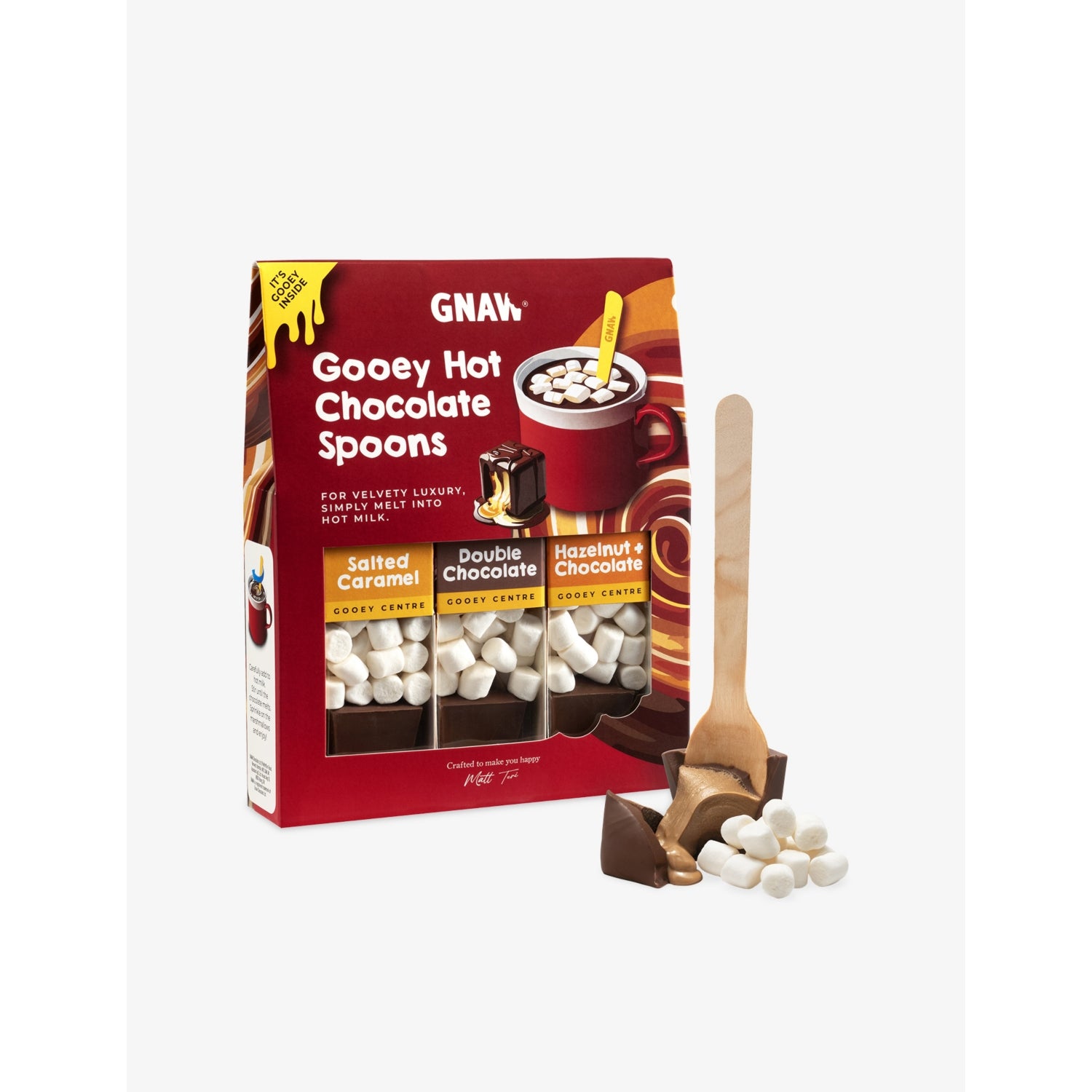 GNAW trio hot chocolate spoons gift set 120g, imported from the UK