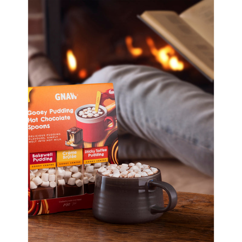 GNAW gooey pudding trio hot chocolate spoons 240g, imported from the UK