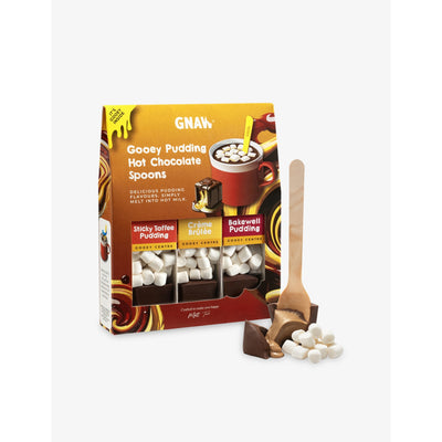 selfridges GNAW Gooey Pudding Trio Hot Chocolate Spoons Gift Set 240g- Buy online at McGrocer