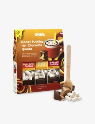 GNAW gooey pudding trio hot chocolate spoons 240g, imported from the UK