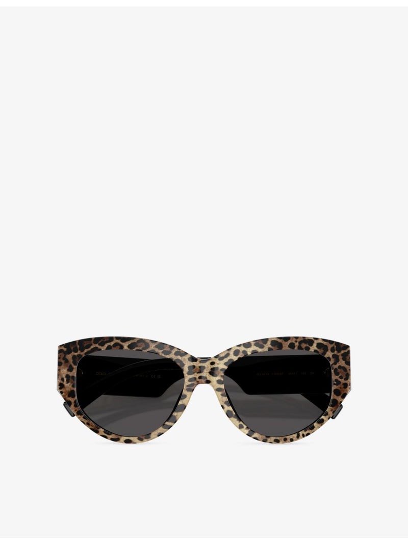 Dolce & Gabbana DG4514 cat-eye leopard-print acetate sunglasses, imported from the UK