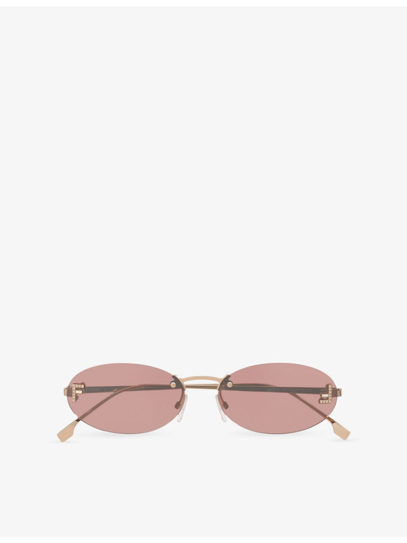 Fendi First crystal oval-frame metal sunglasses FE4075US, imported from the UK
