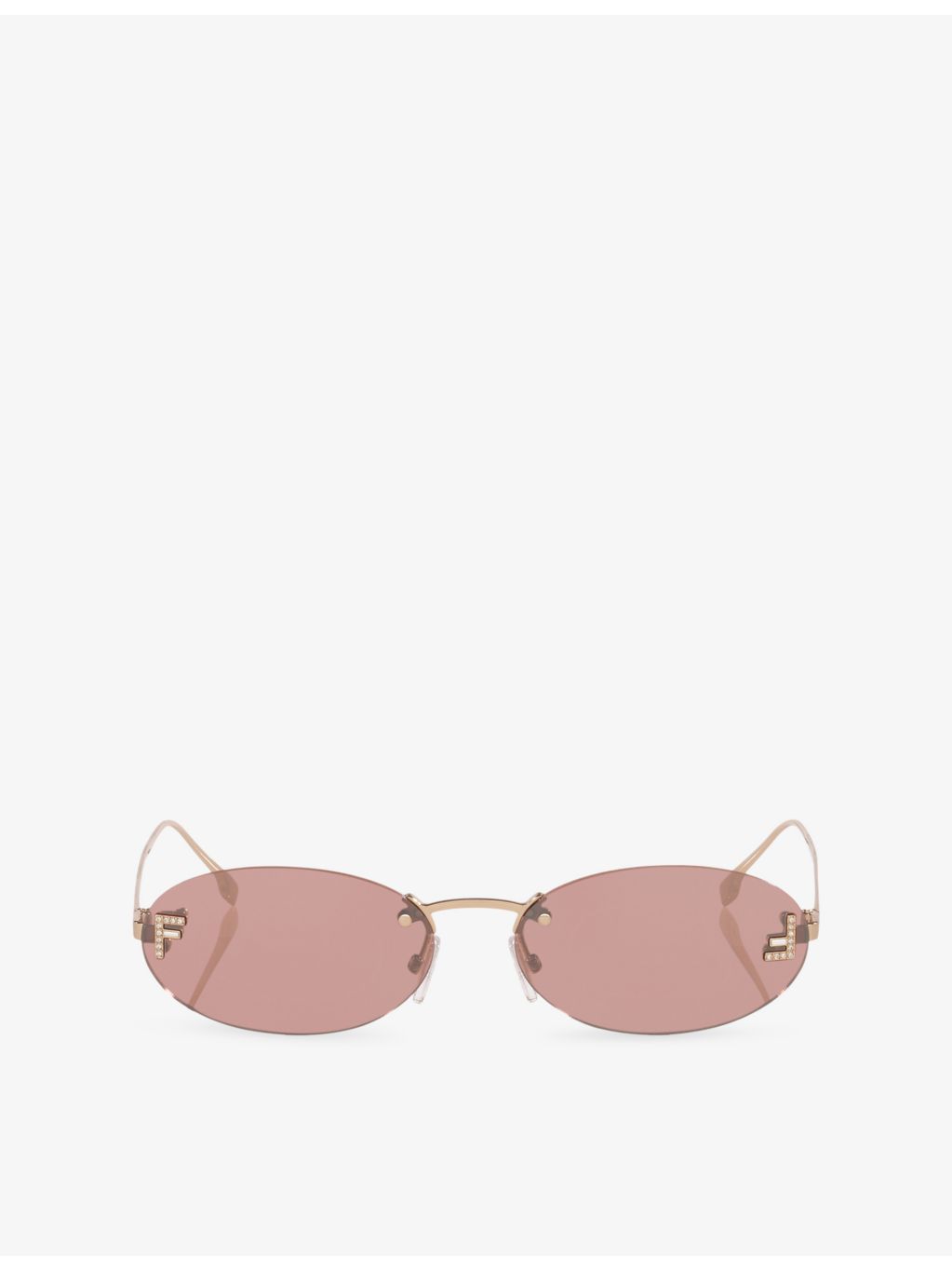 Fendi First crystal oval-frame metal sunglasses FE4075US, imported from the UK
