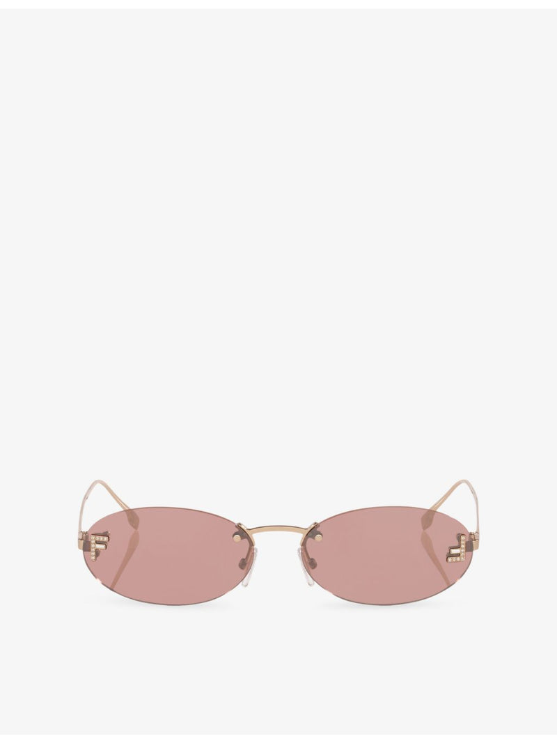 Fendi First crystal oval-frame metal sunglasses FE4075US, imported from the UK