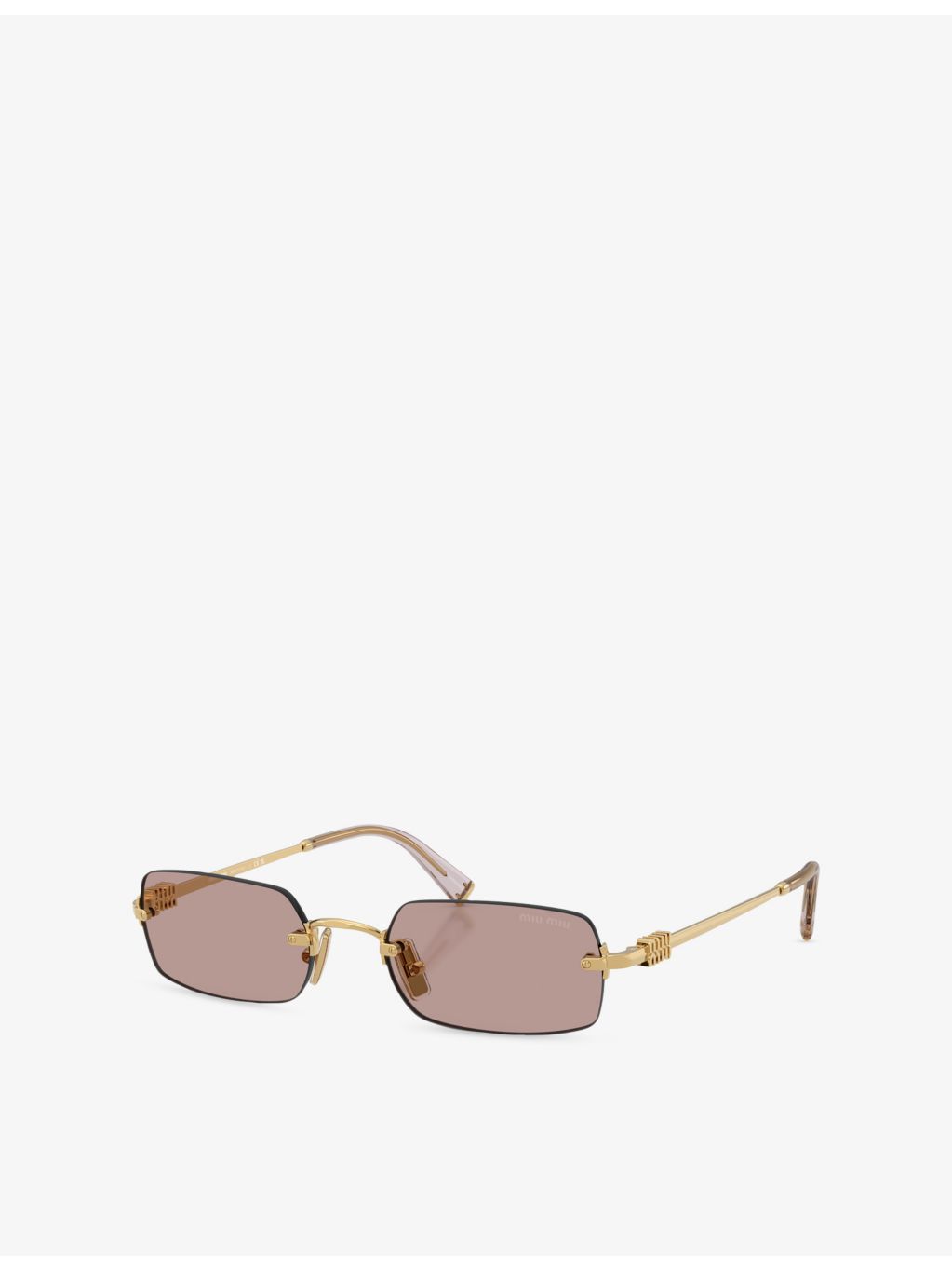 Miu Miu MU B50S rectangle metal sunglasses with gold hardware (British brand)