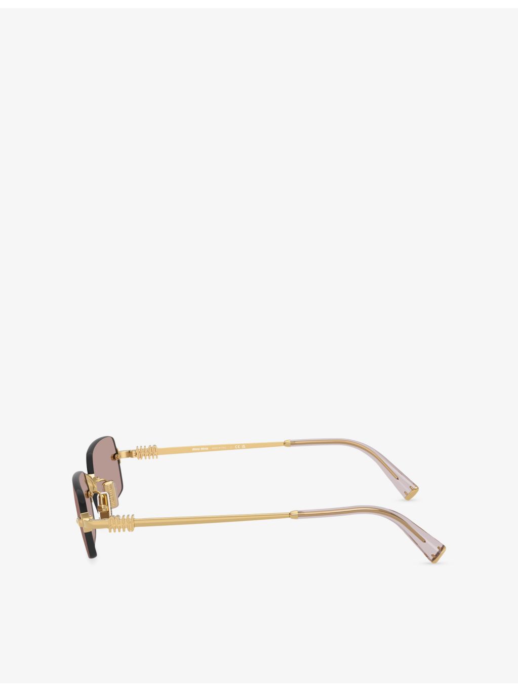 Miu Miu MU B50S rectangle metal sunglasses with gold hardware (British brand)