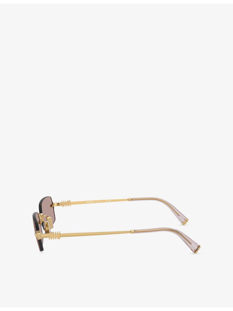 Miu Miu MU B50S rectangle metal sunglasses with gold hardware (British brand)