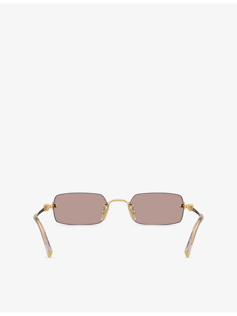 Miu Miu MU B50S rectangle metal sunglasses with gold hardware (British brand)
