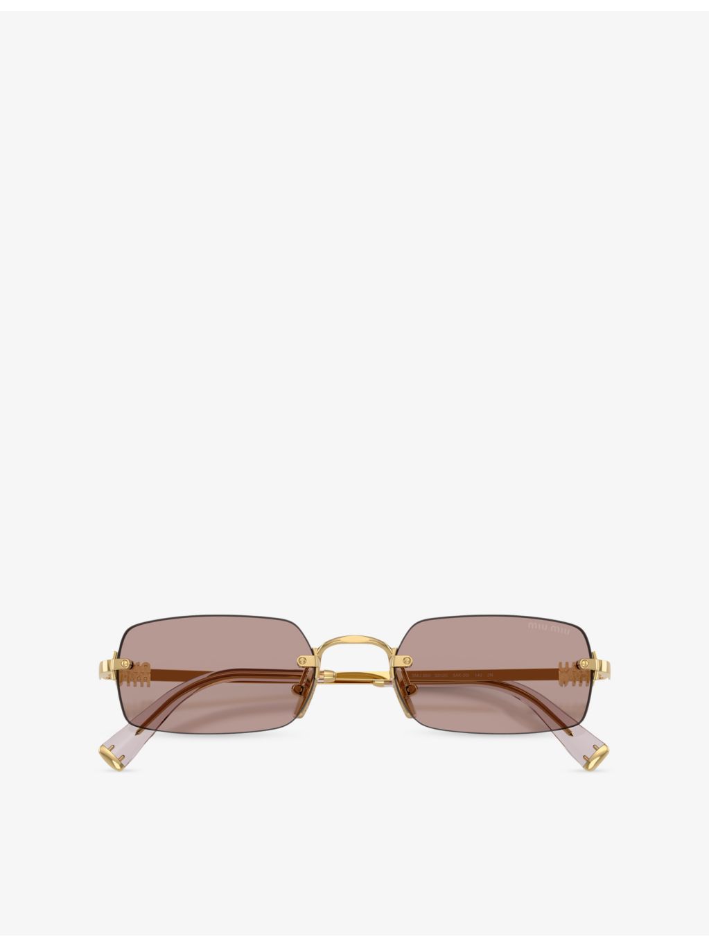 Miu Miu MU B50S rectangle metal sunglasses with gold hardware (British brand)