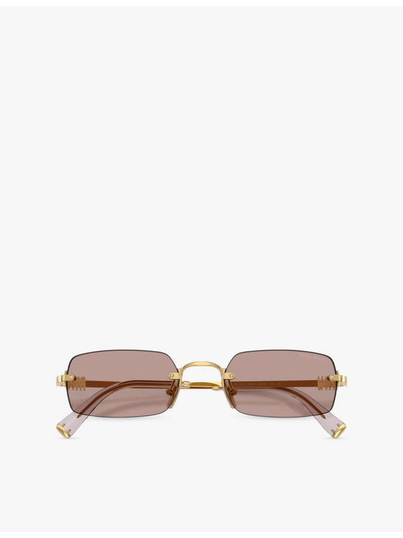 Miu Miu MU B50S rectangle metal sunglasses with gold hardware (British brand)