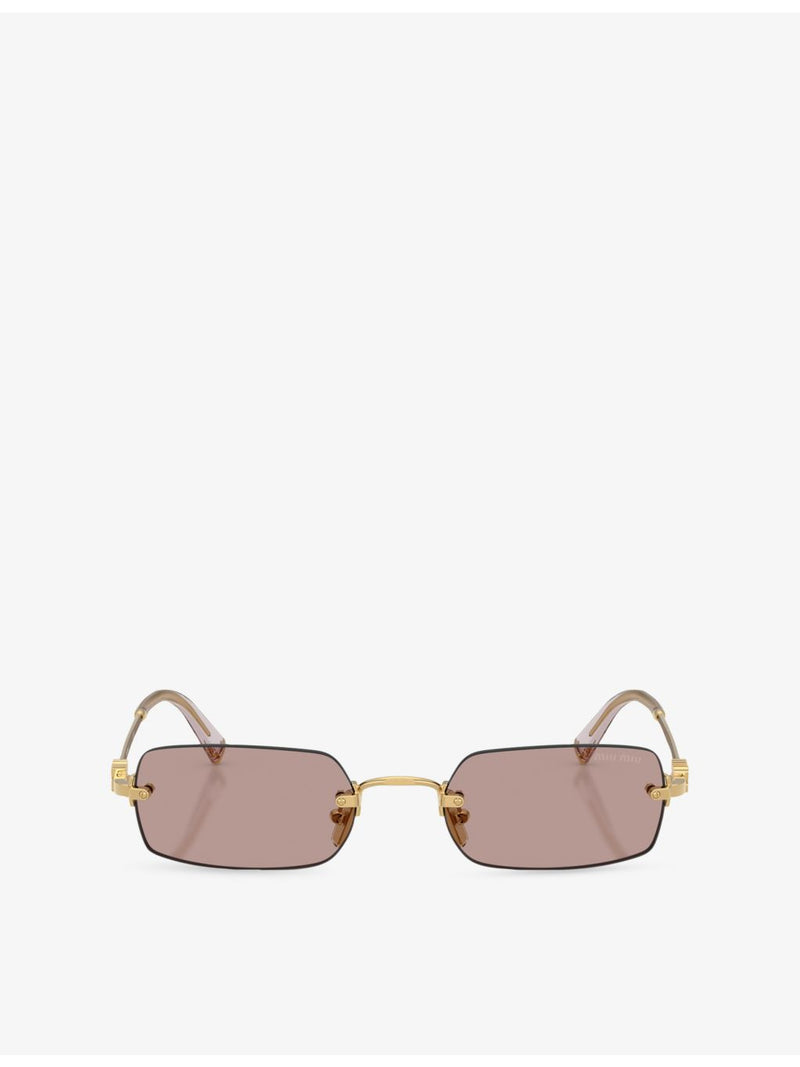 Miu Miu MU B50S rectangle metal sunglasses with gold hardware (British brand)