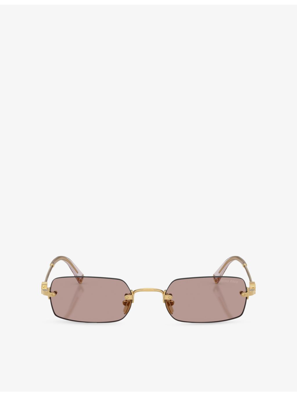 Miu Miu MU B50S rectangle metal sunglasses with gold hardware (British brand)