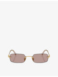 Miu Miu MU B50S rectangle metal sunglasses with gold hardware (British brand)