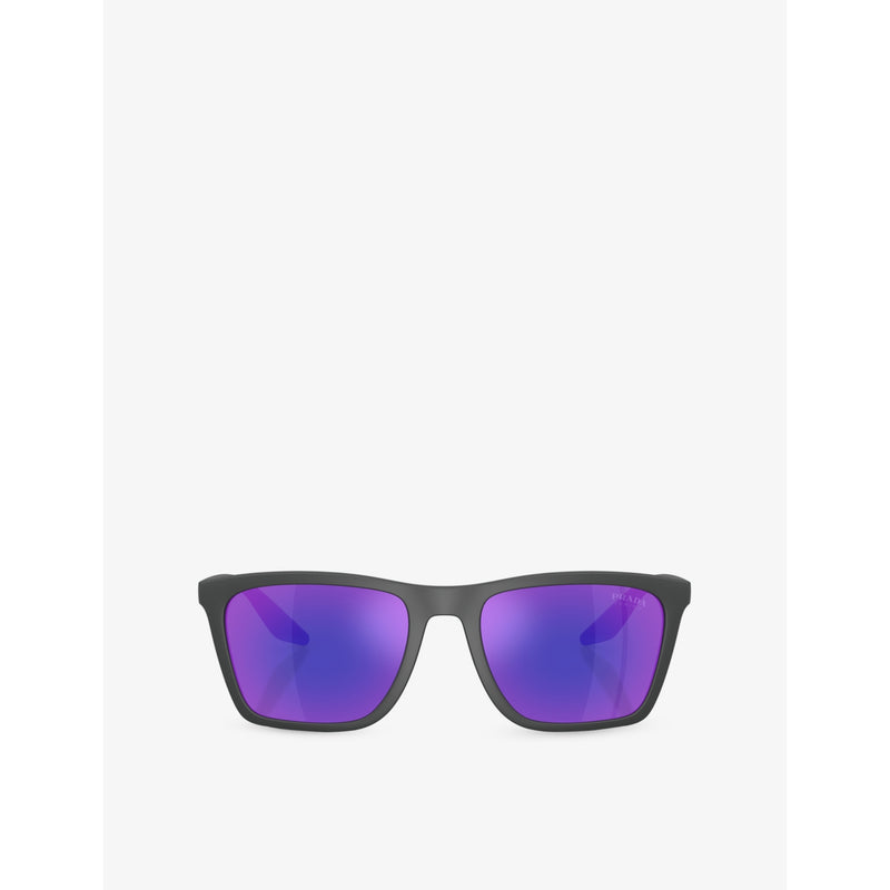 Prada Linea Rossa pillow-frame injected sunglasses, imported from the UK