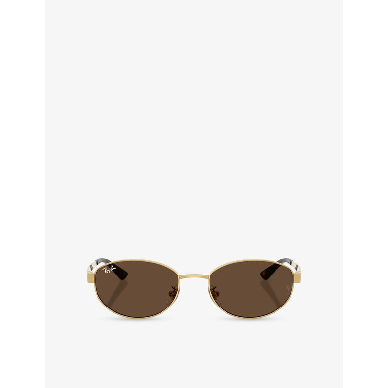 Ray-Ban RB3774D oval-frame metal sunglasses, imported from the UK