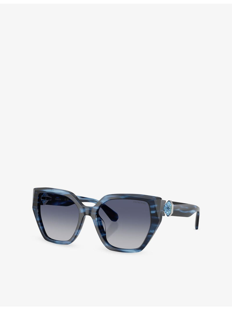 Swarovski irregular-frame acetate sunglasses (British brand)