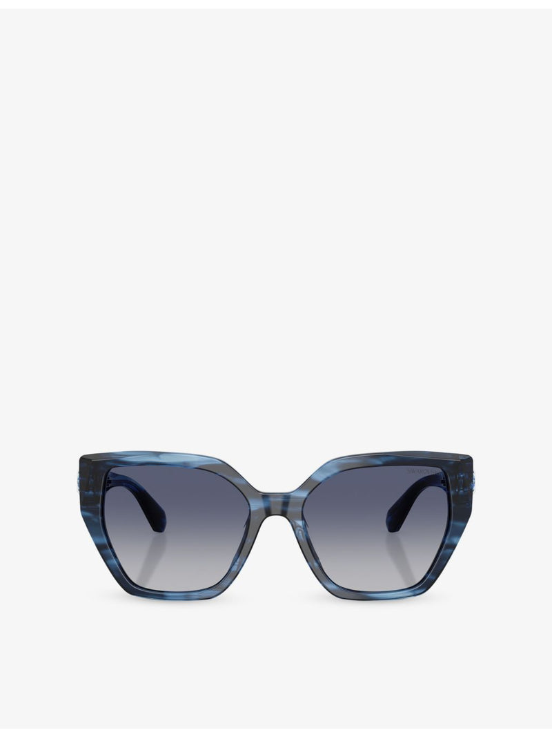 Swarovski irregular-frame acetate sunglasses (British brand)