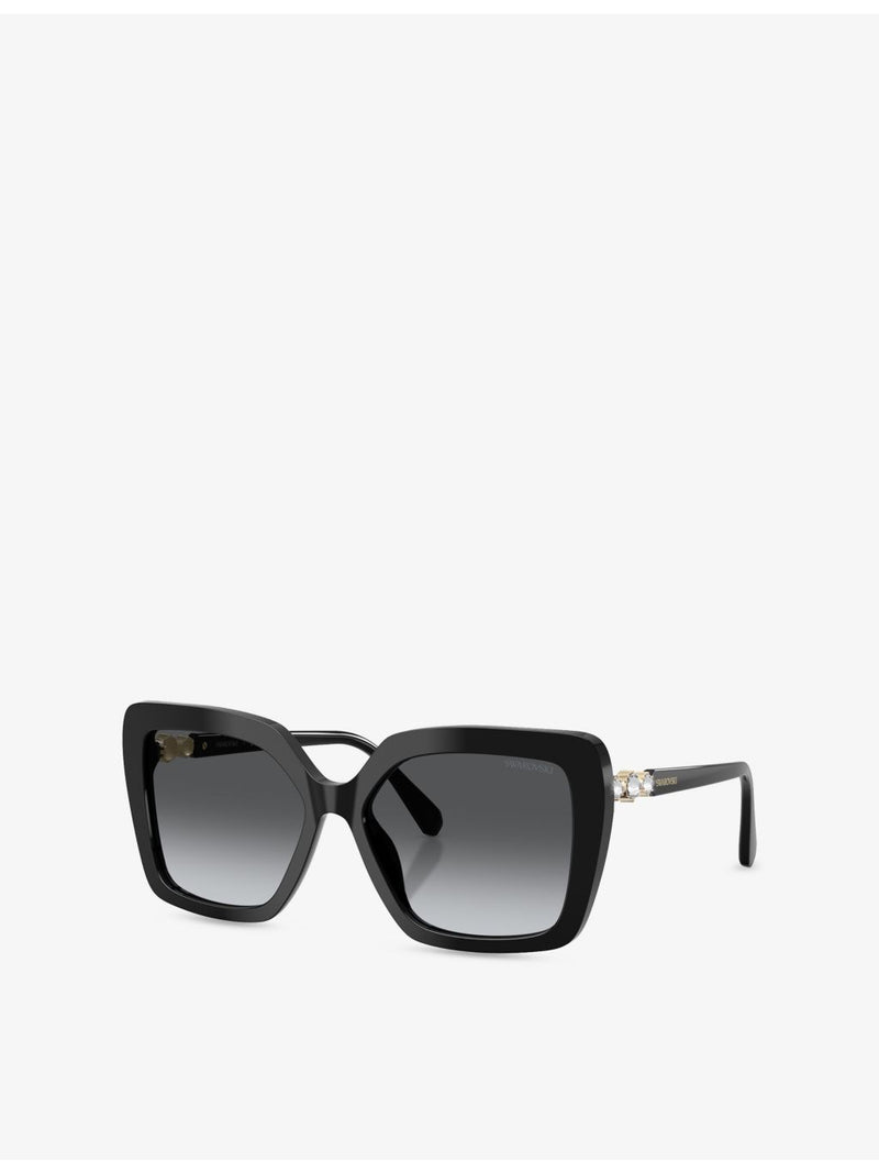 Swarovski SK6049 square acetate sunglasses with tinted lenses (British brand)