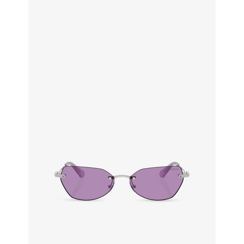 Swarovski SK7038 irregular metal sunglasses with crystal details, UK version
