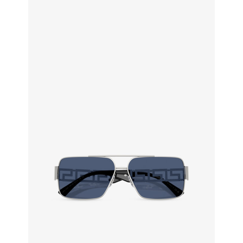 Versace VE2290 rectangle-frame metal sunglasses, UK version