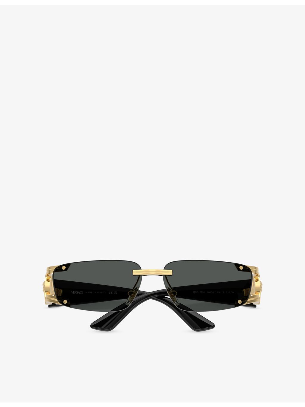 Versace VE2291 rectangle-frame metal sunglasses, imported from the UK
