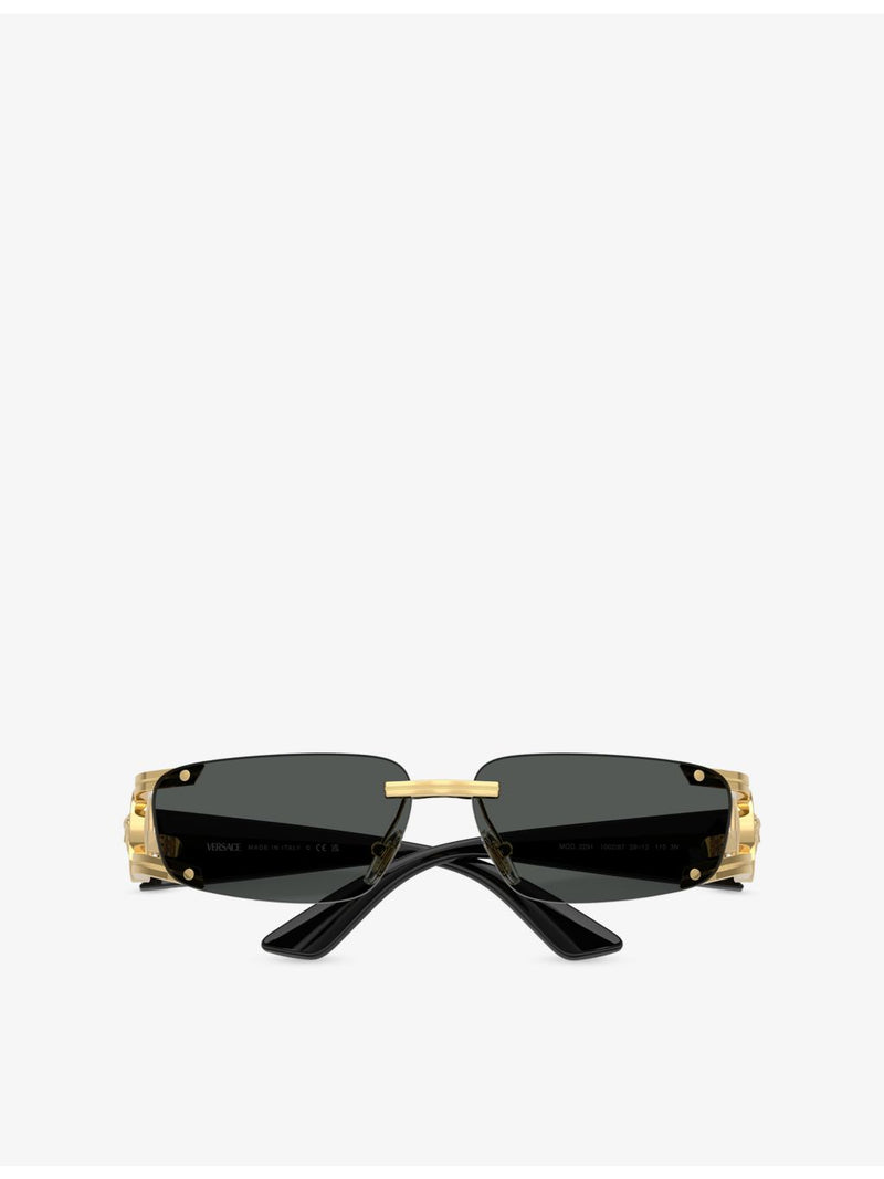 Versace VE2291 rectangle-frame metal sunglasses, imported from the UK