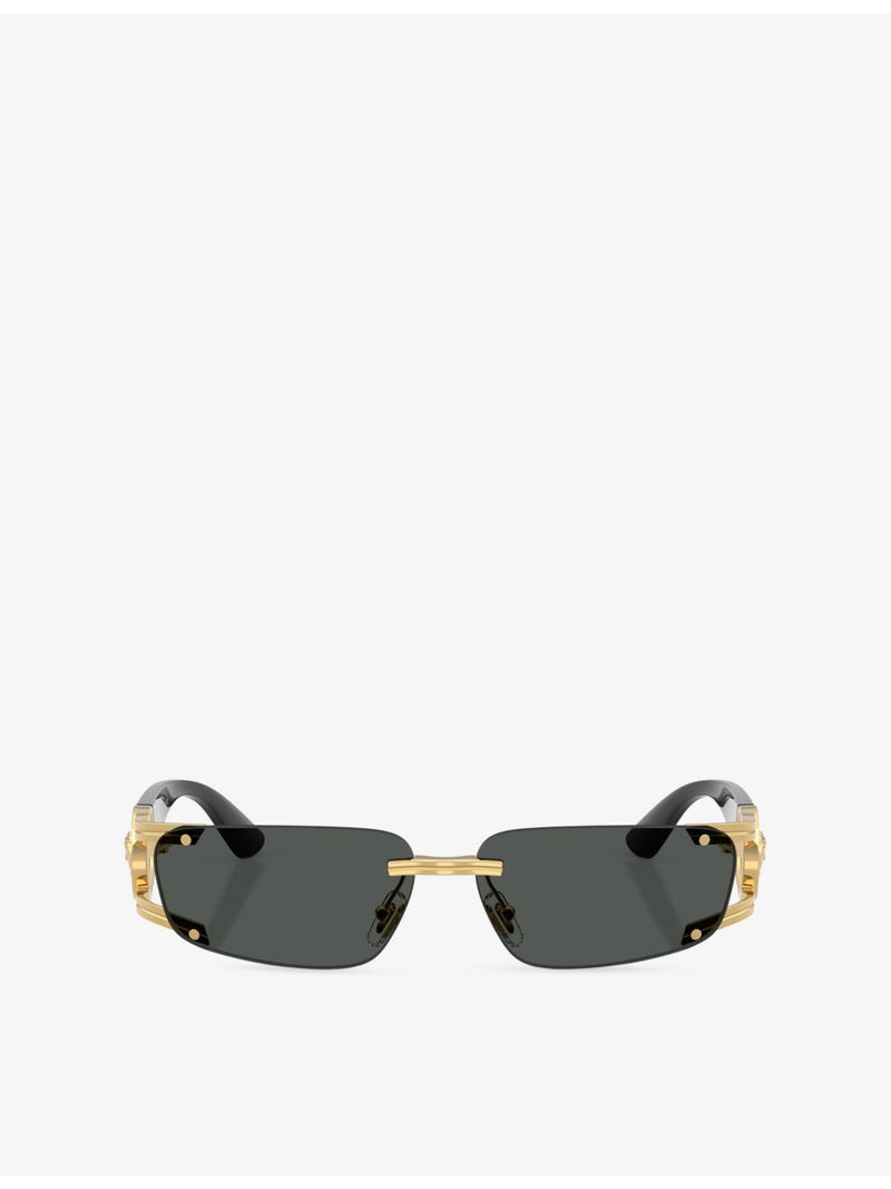 Versace VE2291 rectangle-frame metal sunglasses, imported from the UK