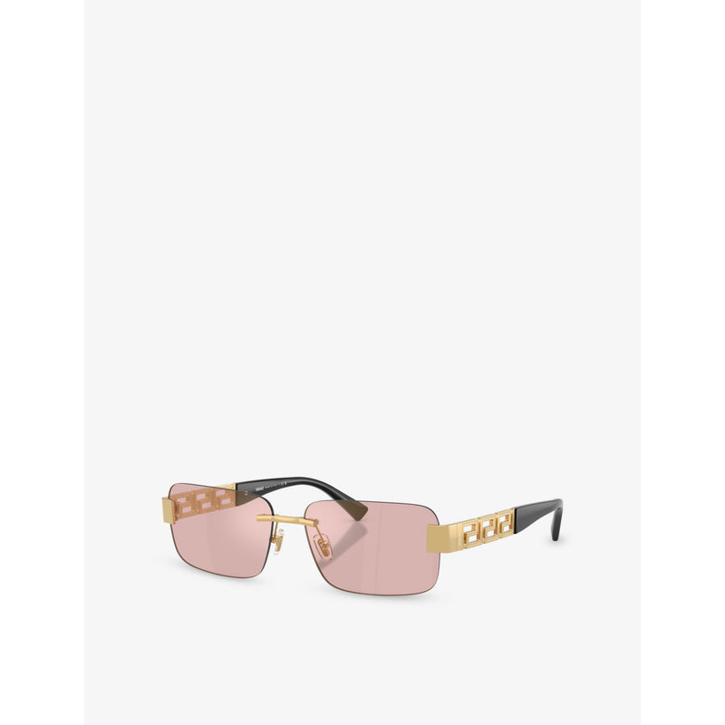Versace VE2298 rectangle-frame metal sunglasses, imported from the UK