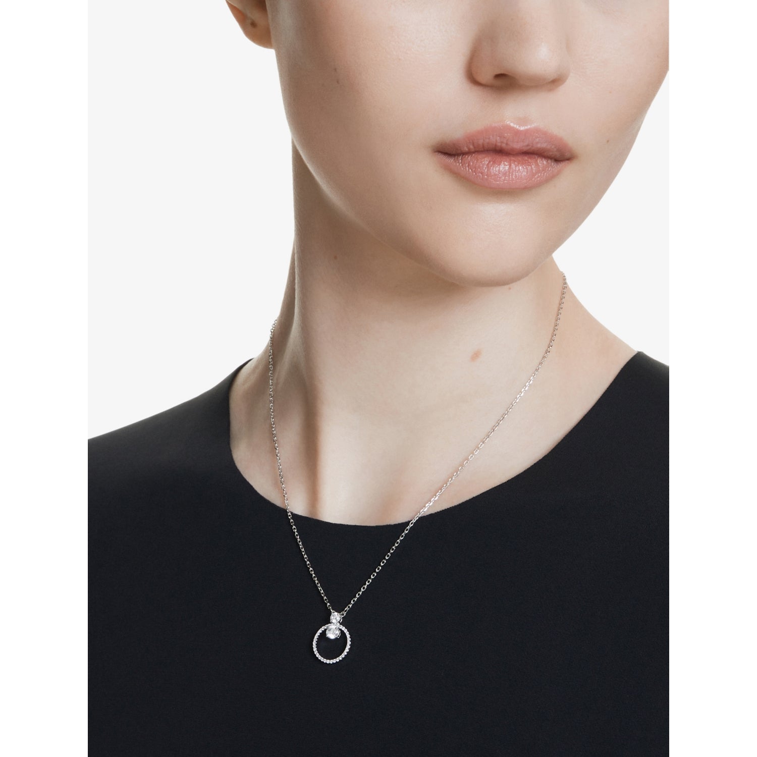 Swarovski Constella rhodium-plated zirconia pendant necklace 38-45cm chain - British product