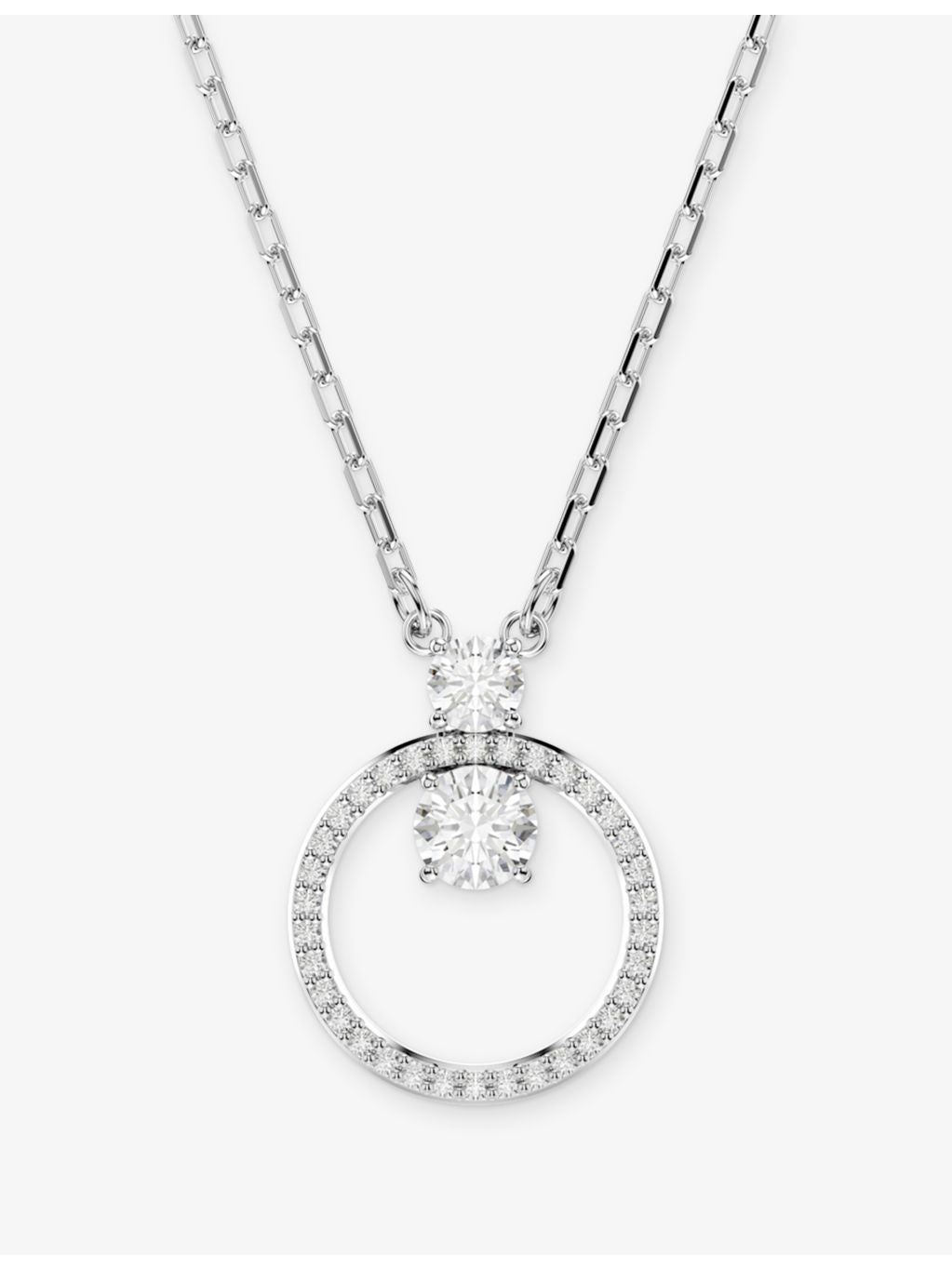 Swarovski Constella rhodium-plated zirconia pendant necklace 38-45cm chain - British product