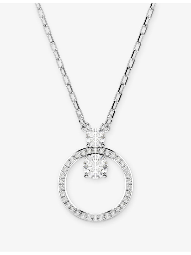 Swarovski Constella rhodium-plated zirconia pendant necklace 38-45cm chain - British product