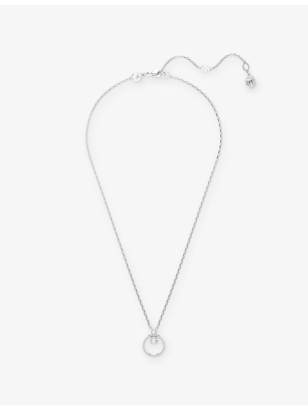 Swarovski Constella rhodium-plated zirconia pendant necklace 38-45cm chain - British product