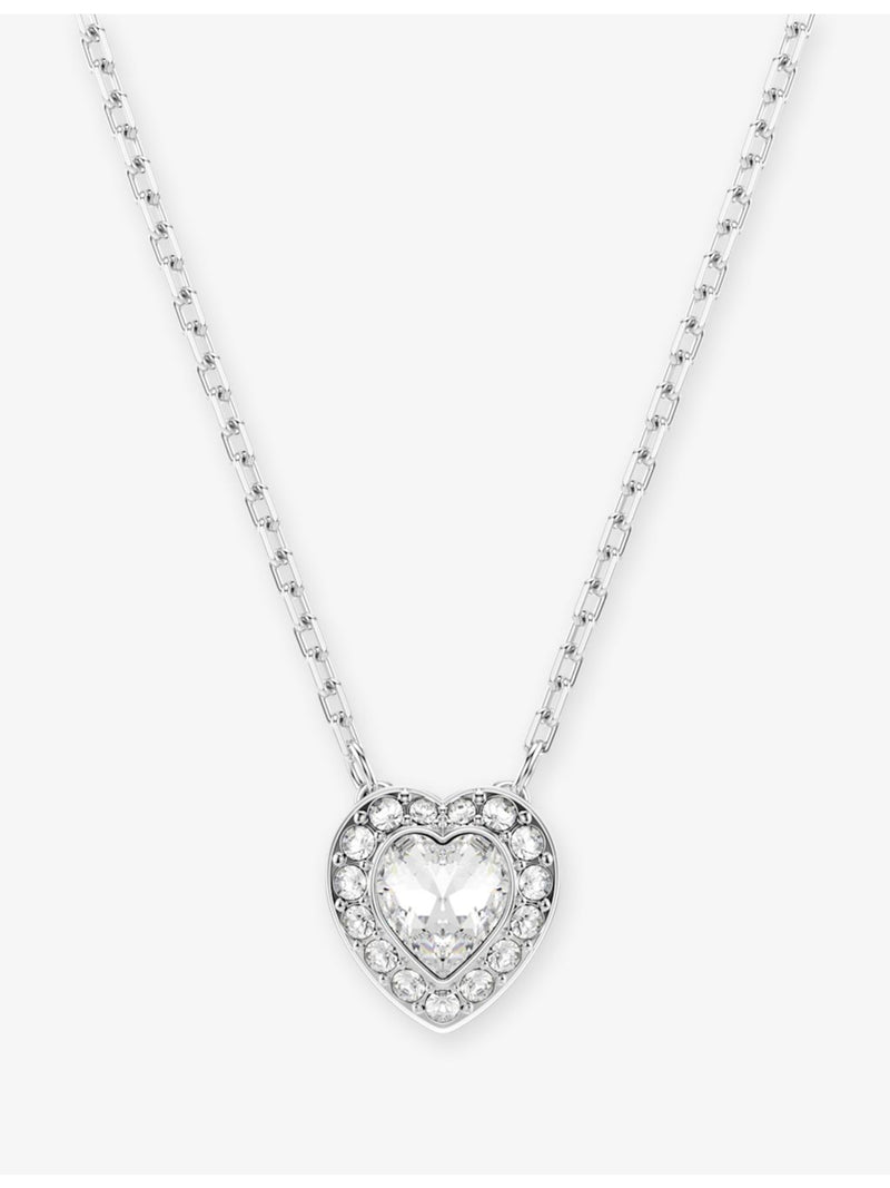 Swarovski heart rhodium-plated zirconia pendant necklace 38-45 cm (British brand)