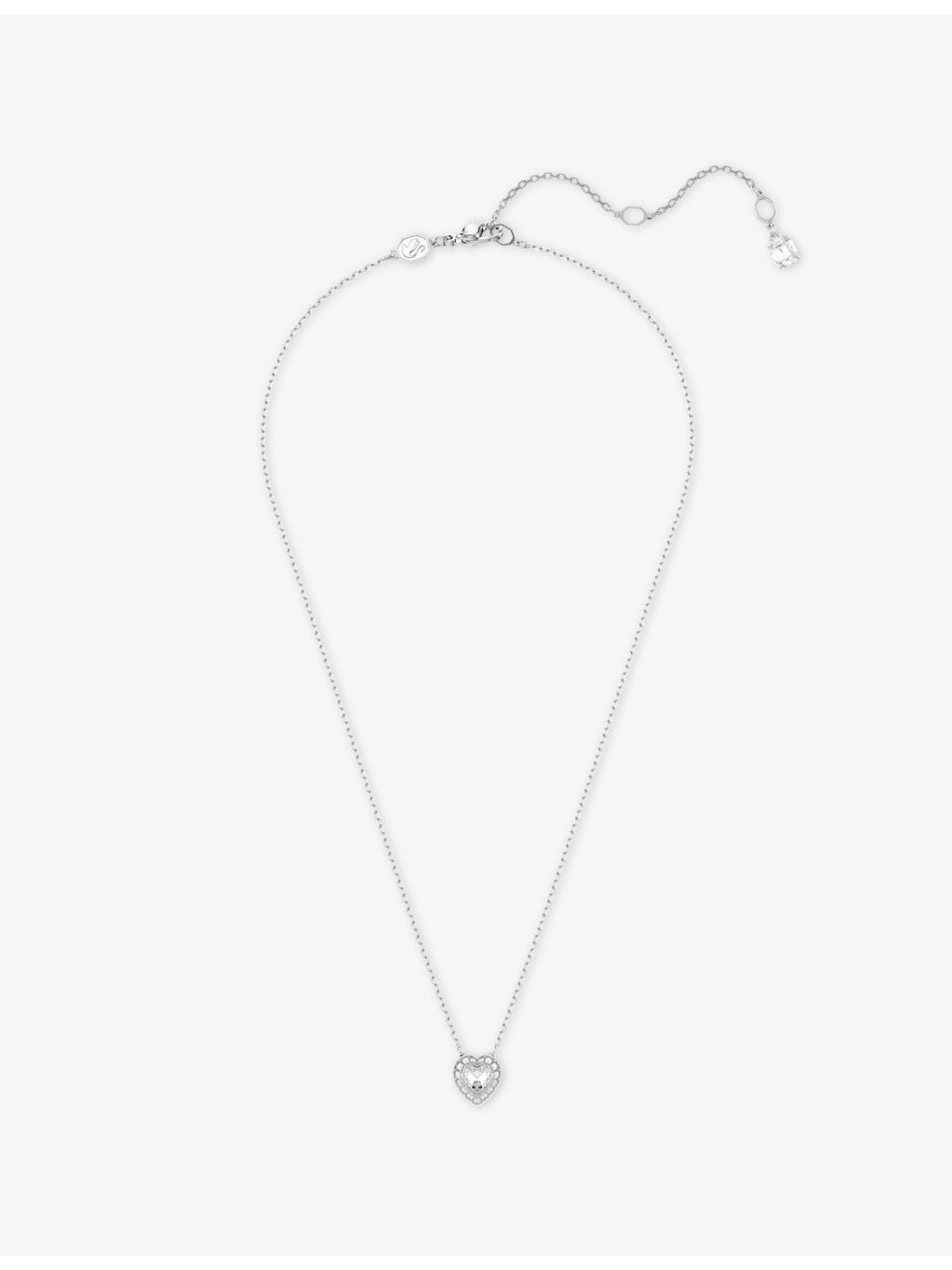 Swarovski heart rhodium-plated zirconia pendant necklace 38-45 cm (British brand)